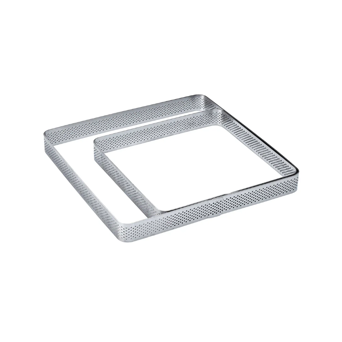Square Microperforated Stainless Steel Bands With Rounded Corners 190 X 190 X H 20 Mm - 6/8 Servings